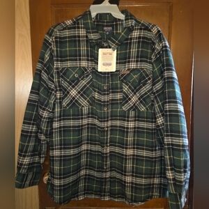 Smith'S Workwear Green Plaid Fleece Button Up